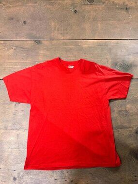 Vintage Hanes Blank Red T Shirt Mens XL Y2K 90's PolyCotton Grunge Tee